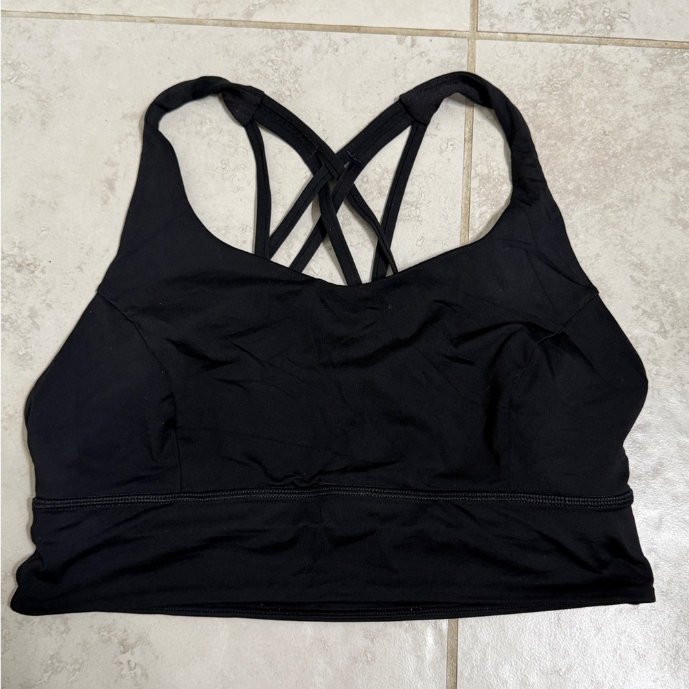 Lululemon Black Long Line Strappy Sports Bra Size 10